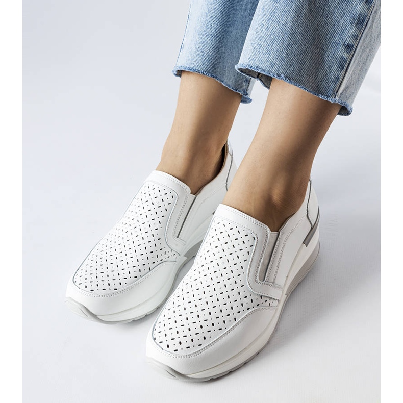 White openwork wedge sneakers from Vernon 1