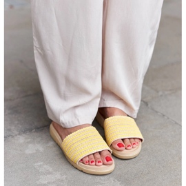 Yellow woven Capovalle slides 1