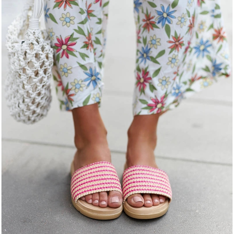 Pink woven Capovalle slides 1