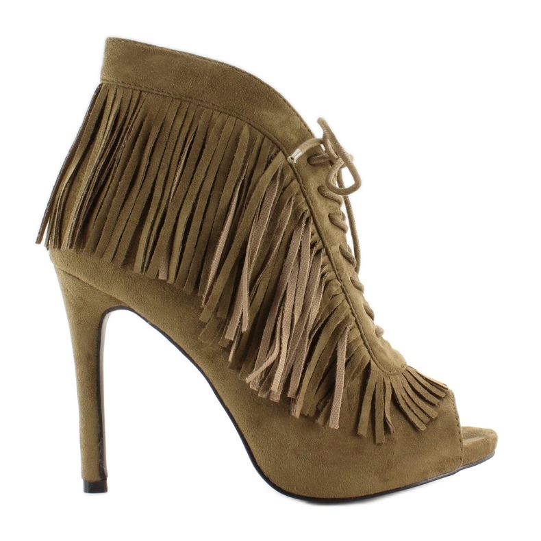 Open lace-up boots, boho style 11015 Green 1