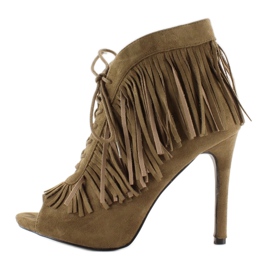 Open lace-up boots, boho style 11015 Green 2