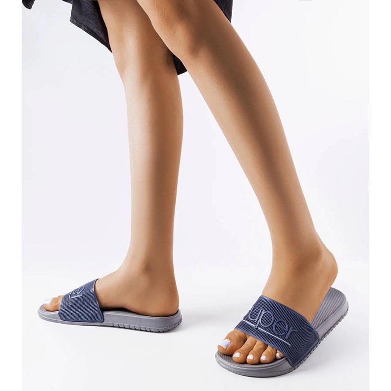 Gray rubber slippers from Azelio blue 1