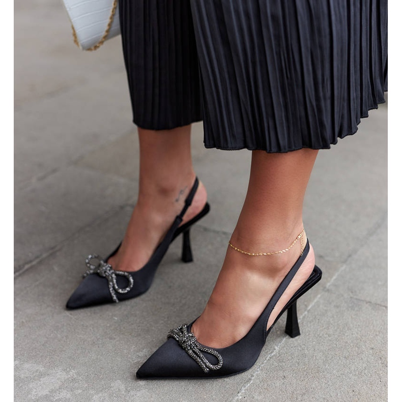 Black high heel sandals with a bow from Didier 2