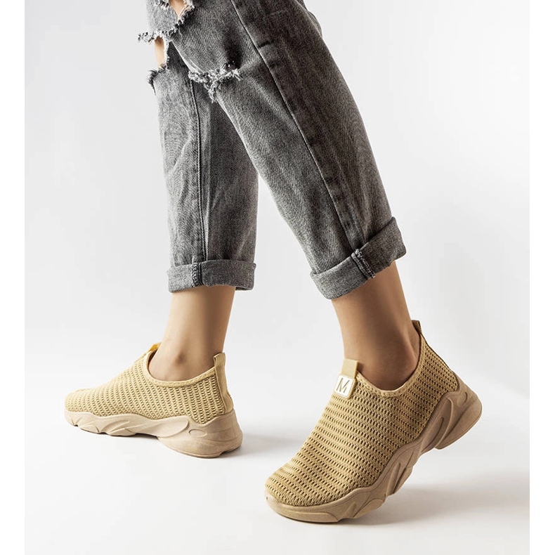 Dark beige slip-on sneakers from Azalee 1