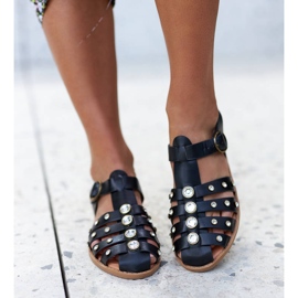 Black sandals decorated with rhinestones from Gaetano 1 Black sandals decorated with rhinestones from Gaetano 1