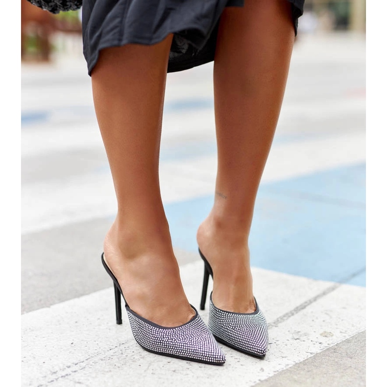 Ortensio black stiletto heel sandals with rhinestones 1 Ortensio black stiletto heel sandals with rhinestones 1