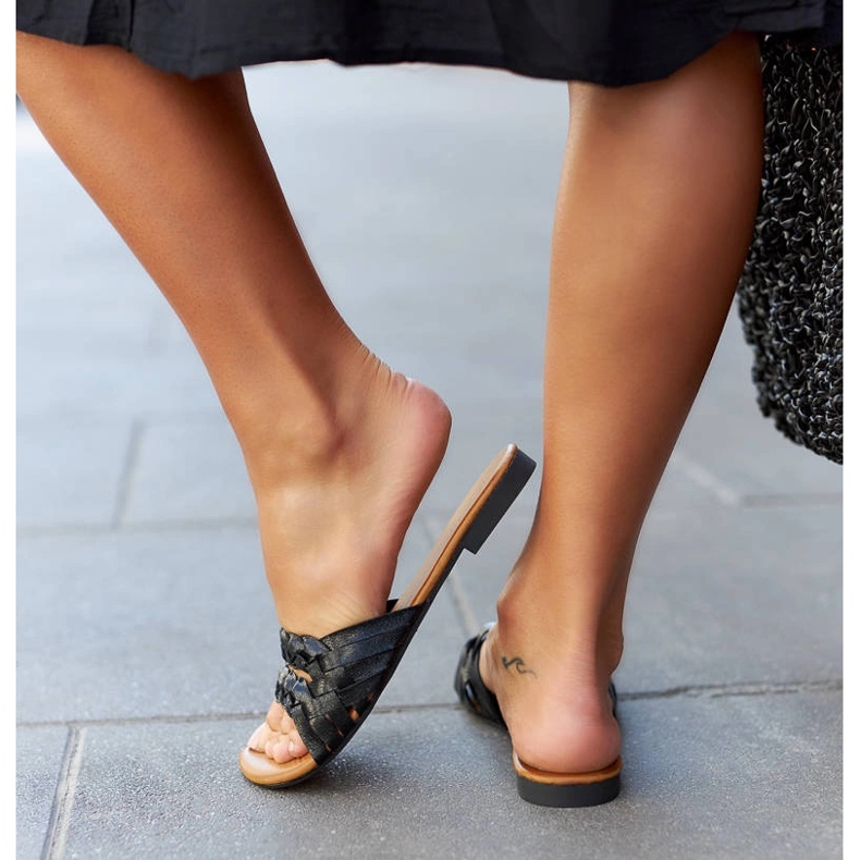 Inna Black woven slides from Arcangela 1 Inna Black woven slides from Arcangela 1