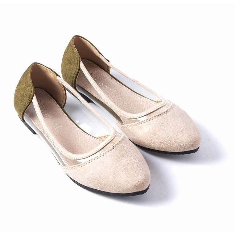 Kortes beige suede ballerinas for children 1
