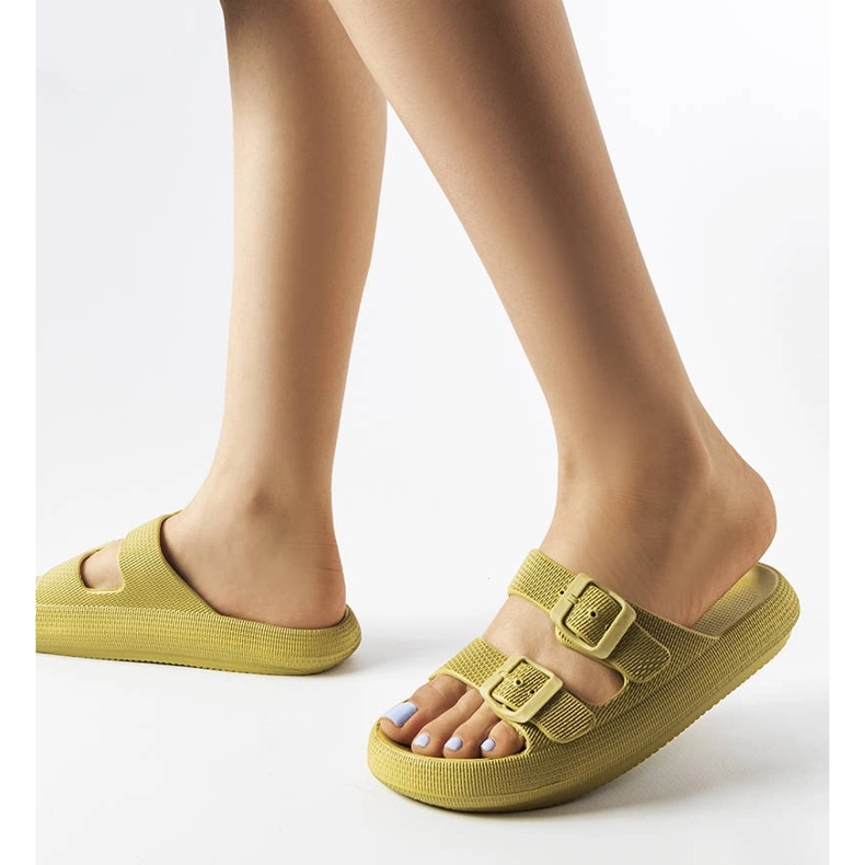 Green rubber sliders with buckles from Padova 1