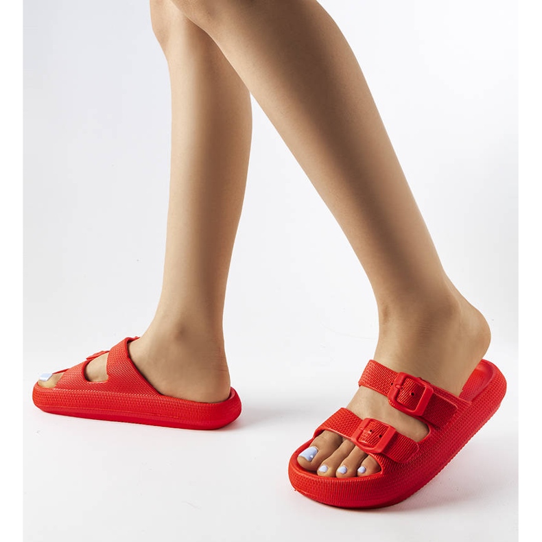 Red rubber sliders with buckles from Padova 1
