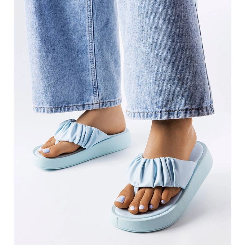 Blue ruffled flip-flops 1