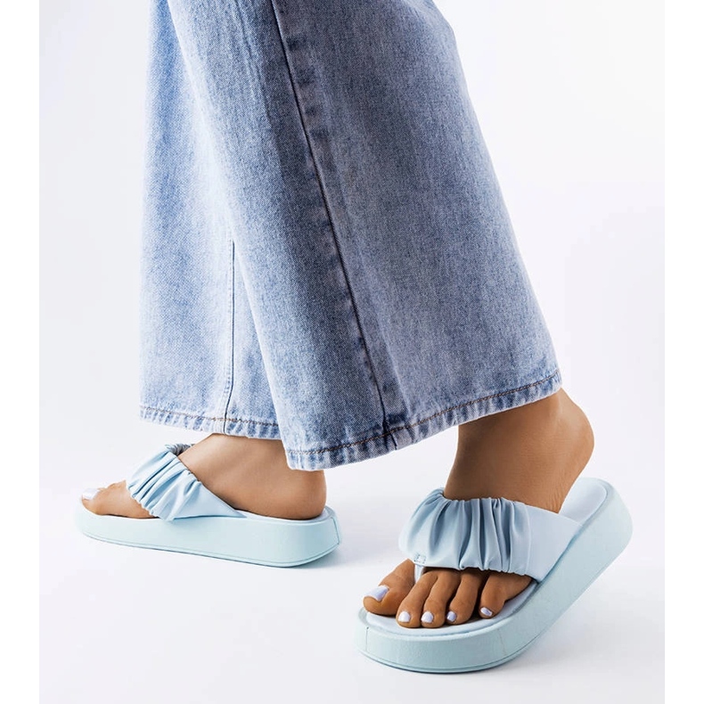Blue ruffled flip-flops 2