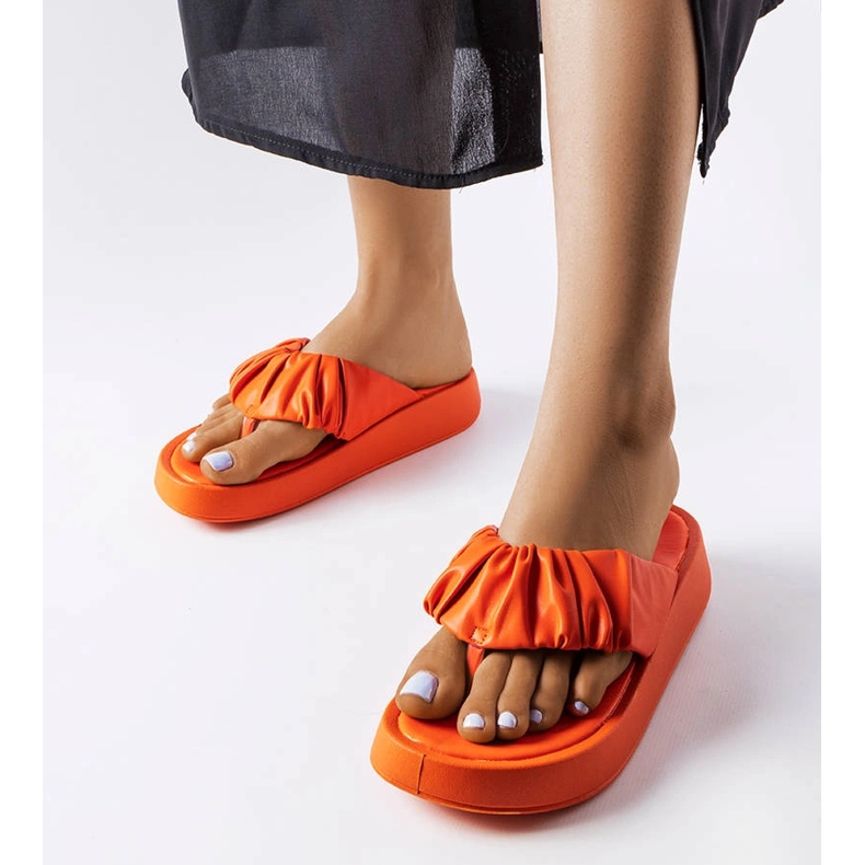 Orange ruffled flip-flops 1