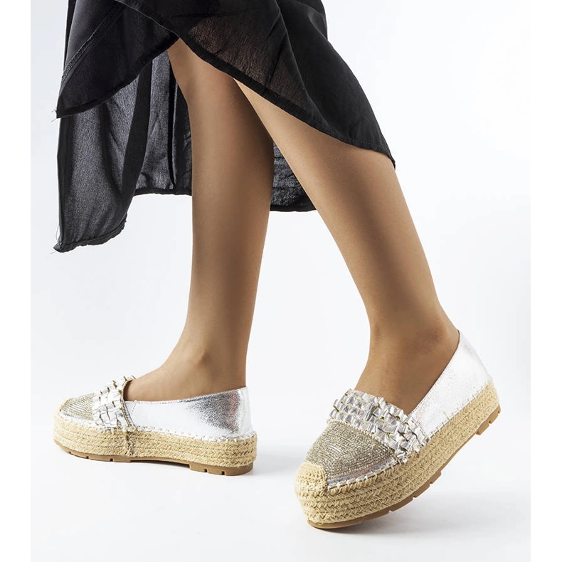 Silver espadrilles with cubic zirconia from Lauro 1