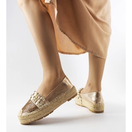 Gold espadrilles with cubic zirconia from Lauro golden 1