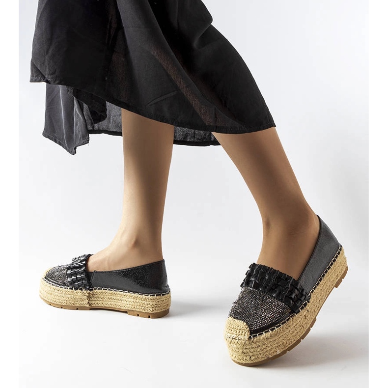 Black espadrilles with rhinestones from Lauro 1