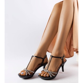 Black sandals on a pin with cubic zirconias Franc 1