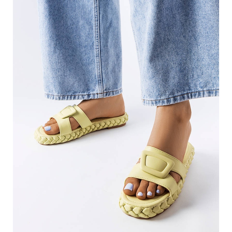 Green slippers on the Francesco platform 1