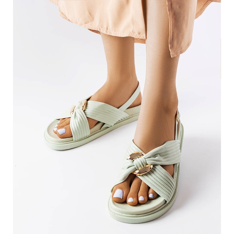 Lucchesi green flat sandals 1