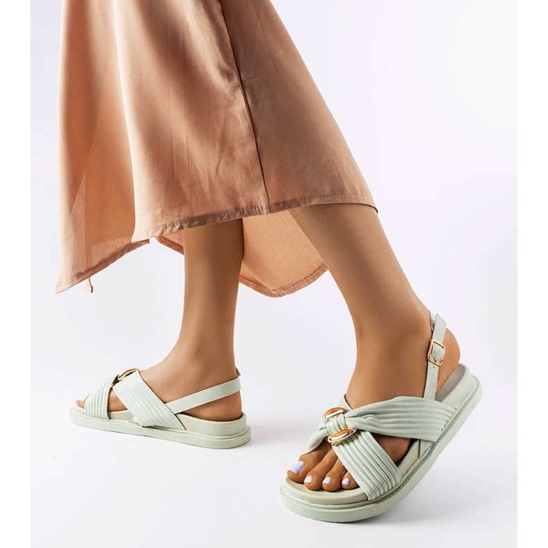 Lucchesi green flat sandals 2