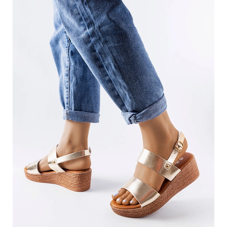 Gold wedge sandals from Pogibonsi golden 1