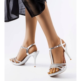 Brigida silver sandals decorated with zircons 1