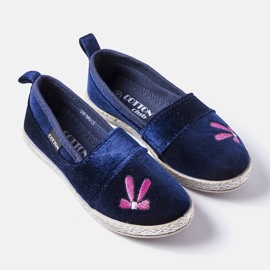 Navy blue velor ballerinas from Patria 1