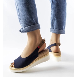 Navy blue wedge sandals Big Star JJ276046 1 Navy blue wedge sandals Big Star JJ276046 1