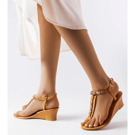 Brown wedge sandals from DeRose 1