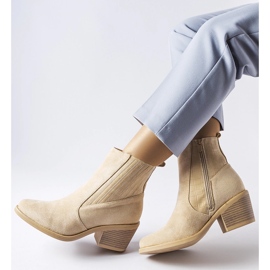 Beige eco-suede ankle boots with a low heel Sovere 1