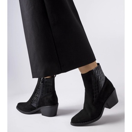 Black eco-suede ankle boots with a low heel Sovere 1