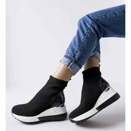 Black fabric sneakers with Casgio wedges 1