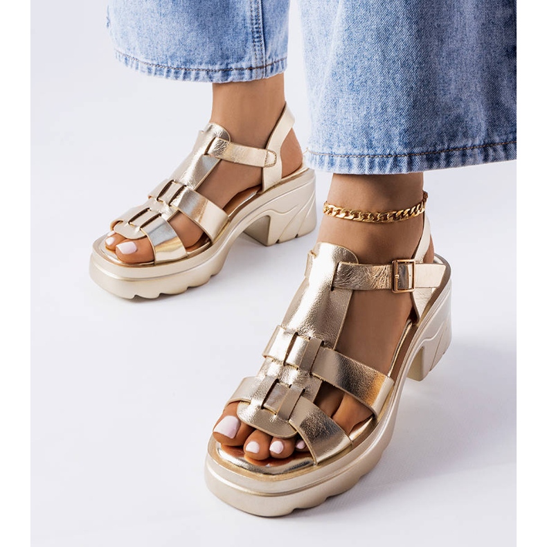 BM Sunset gold stiletto heel sandals golden 1