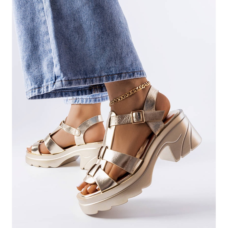 BM Sunset gold stiletto heel sandals golden 2