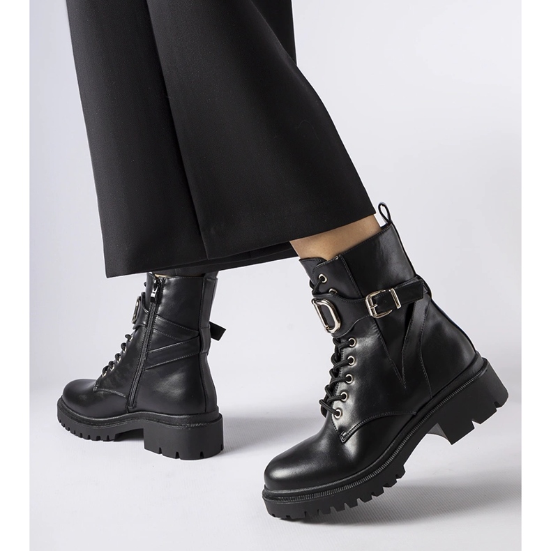Black classic ankle boots with a Capistrano buckle 1