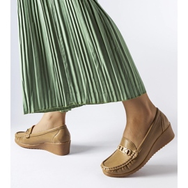 Brown wedge buckle moccasins from Lerino beige 1