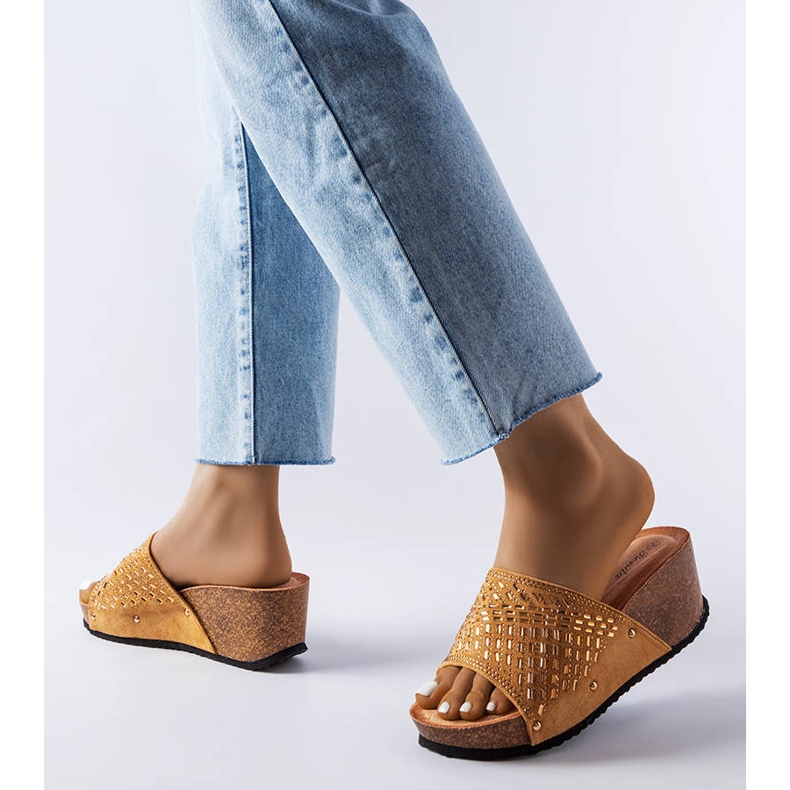 Dark beige wedge sandals from Guymon 2