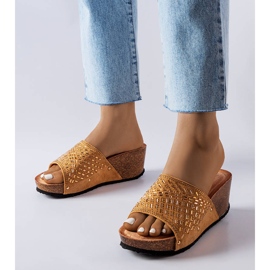 Dark beige wedge sandals from Guymon 1