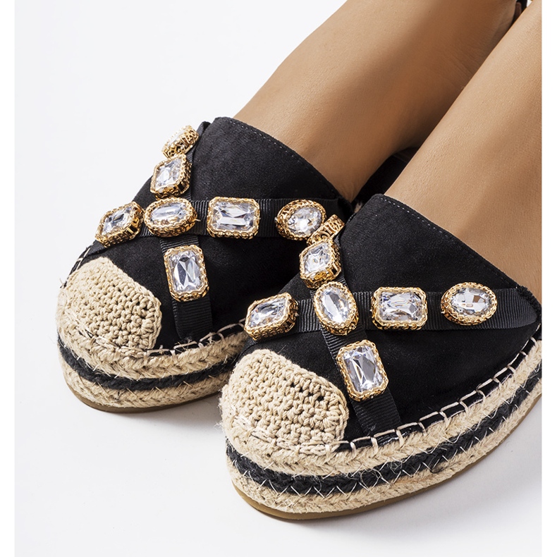 Black espadrilles with Taimi cubic zirconia 2