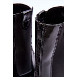 Leather Women's Lace-Up Worker Ankle Boots Black Nicole 2836 1