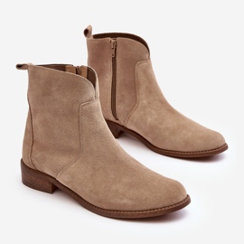 Suede Women's Boots With Zipper Beige Nicole 2829 2