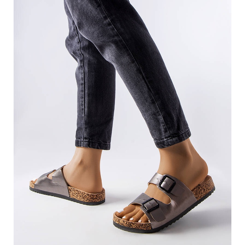 Gray cork sliders with buckles from Lee Cooper LCW-22-35-1153L grey 1 Gray cork sliders with buckles from Lee Cooper LCW-22-35-1153L grey 1