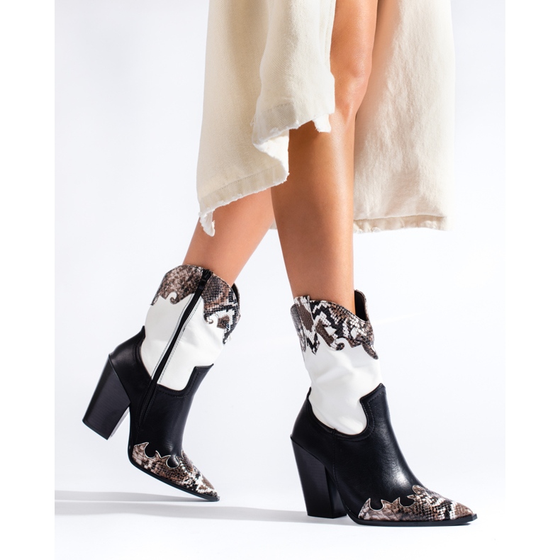 Black and white women's Shelovet cowboy boots 1 Black and white women's Shelovet cowboy boots 1