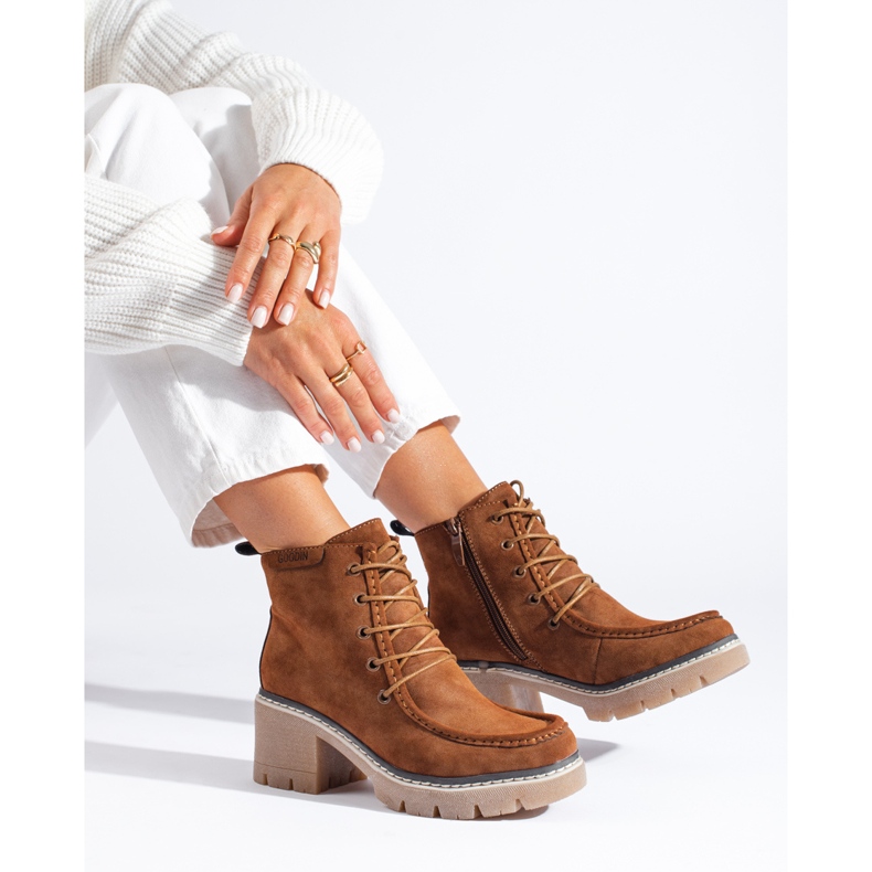 Goodin Camel Shelovet lace-up suede ankle boots brown 1 Goodin Camel Shelovet lace-up suede ankle boots brown 1