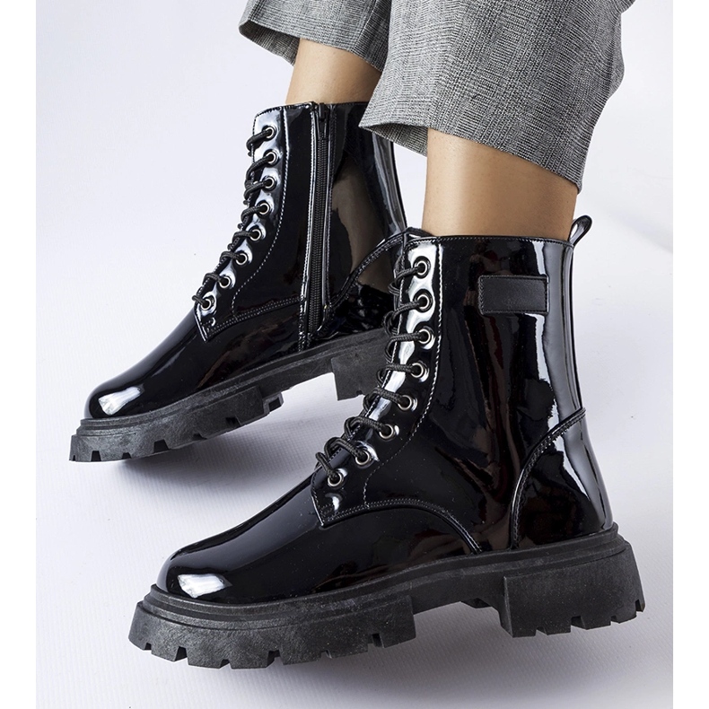 Inna Black, insulated, patent Mestervi boots 1