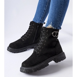 Black broberg eco-suede boots with zircons 1 Black broberg eco-suede boots with zircons 1