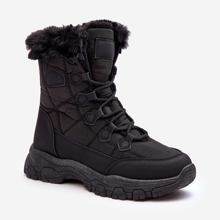 PE1 Women's snow boots with fur and zipper, Black Vittora 1