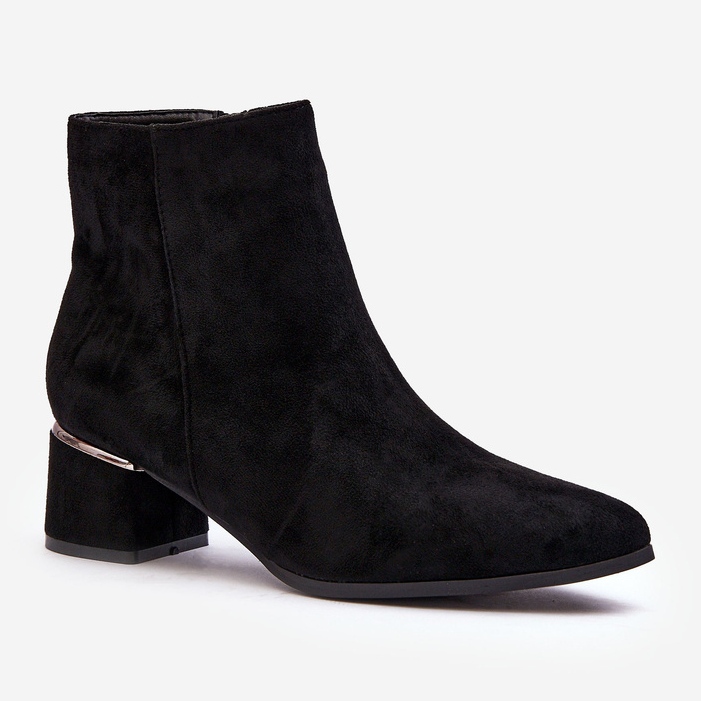PE1 Suede Women's High Heel Boots Black Mebassa 1