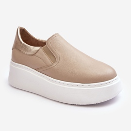 Beige Lemar Manish Women's Leather Sports Shoes on the Platform 1 Beige Lemar Manish Women's Leather Sports Shoes on the Platform 1