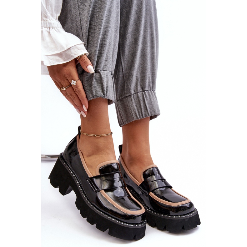 S.Barski Leather Women's Moccasins D&amp;A MR870-32 Black 1